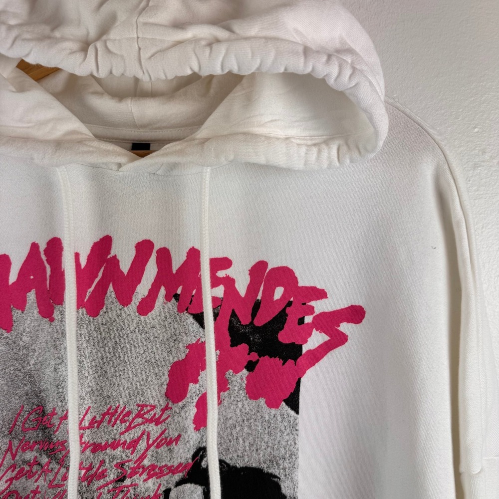 H&M Shawn Mendes The Tour 2019 Hoodie Mens Size M White Graphic Concert Merch